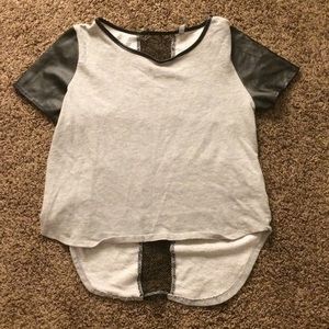 Flowy gray top with cross cut out
