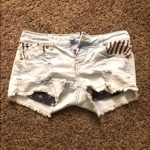 American flag distressed Jean shorts