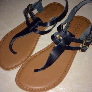 TOPSHOP T-Strap Buckle Flat Sandals EUR 36 US 5.5