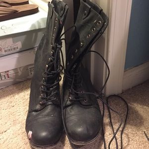 Madden girl black combat boots size 7.5