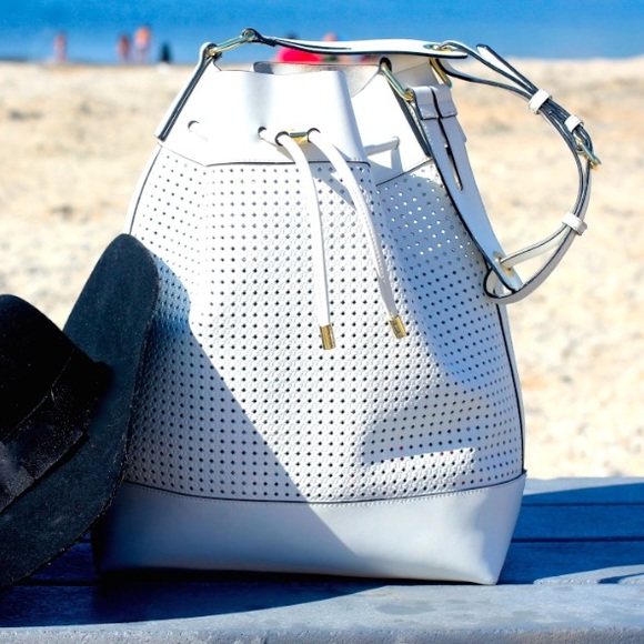 Vince Camuto White Leather Bucket Bag!