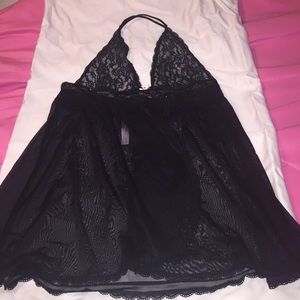 Black Lace BabyDoll &CheetaBra&Black Dress