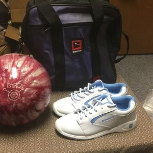 Ebonite Bowling ball Brunswick bag and shoes