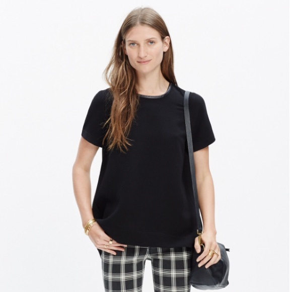 Madewell leather trim tailored top