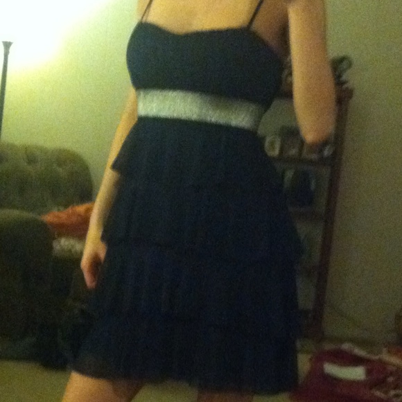 Navy and silver frilly dress
