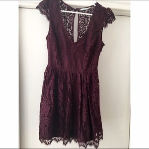 Kimchi Blue Burgundy Open Back Lace Dress