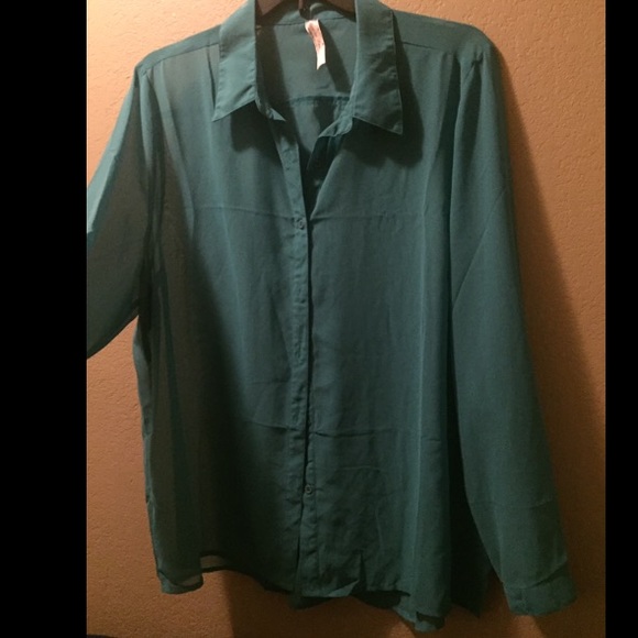 Women's top,Blouse,button down,long sleeve,sheer