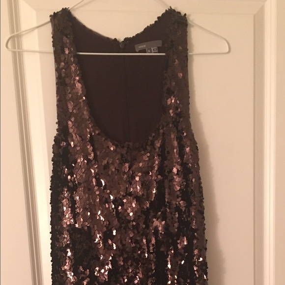 Brown Sequin Racer Back Dress by Vince