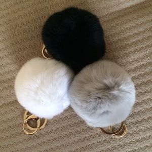 Bundle 8cm real rabbit fur pom keychain
