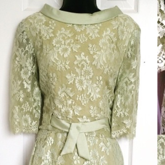 Vintage Light Green Lace Dress - Picture 3 of 4