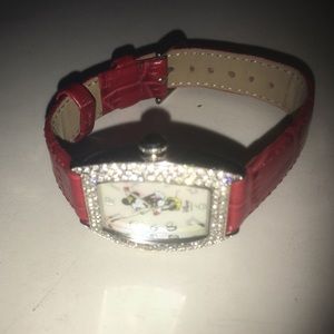 DISNEY  RHINESTONE RED MOTHER OF PEARL WATCH