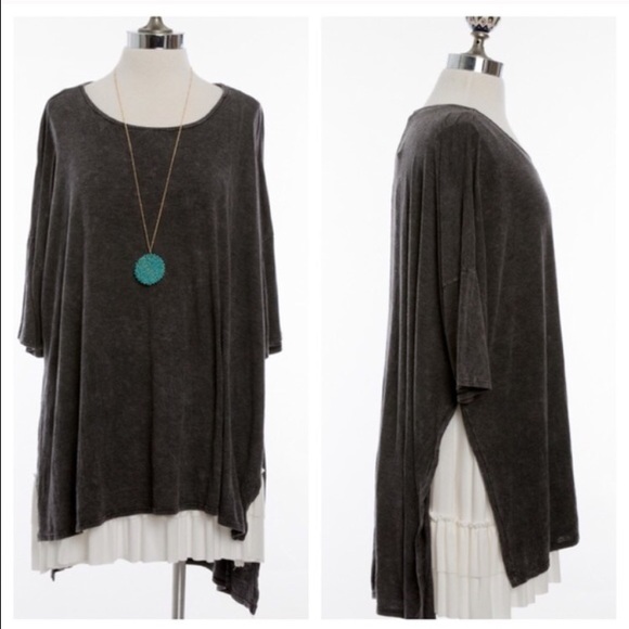 Boutique Tops - Stone Washed Stunner Garment Dyed Knit Top -- OS