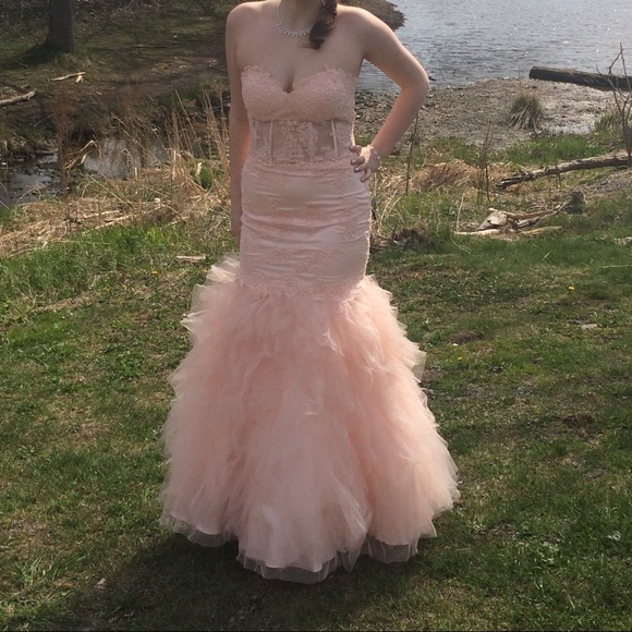 Blush Mermaid Style Prom Dress 3/4