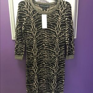 NWT French Connection Tiger Print Metallic Dress