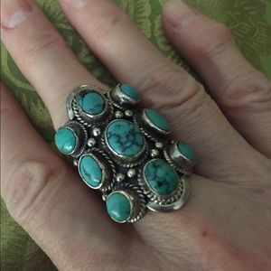 Sterling silver handcrafted turquoise ring