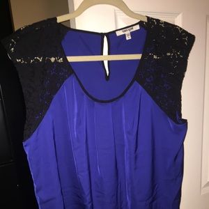 Colbalt Blue w/ Black Detail Blouse