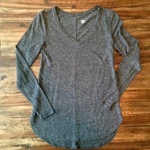 Gray Lightweight Linen Blend Tunic Sweater