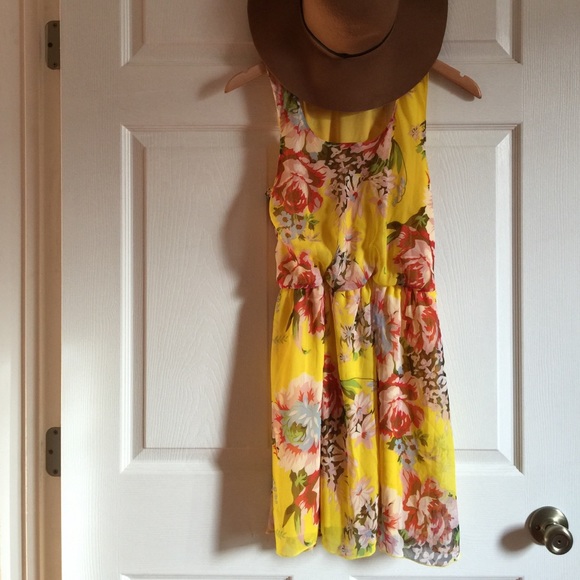 Yellow/Floral Chiffon Dress