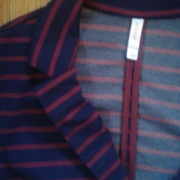 Striped open cotton blazer - Picture 2 of 2