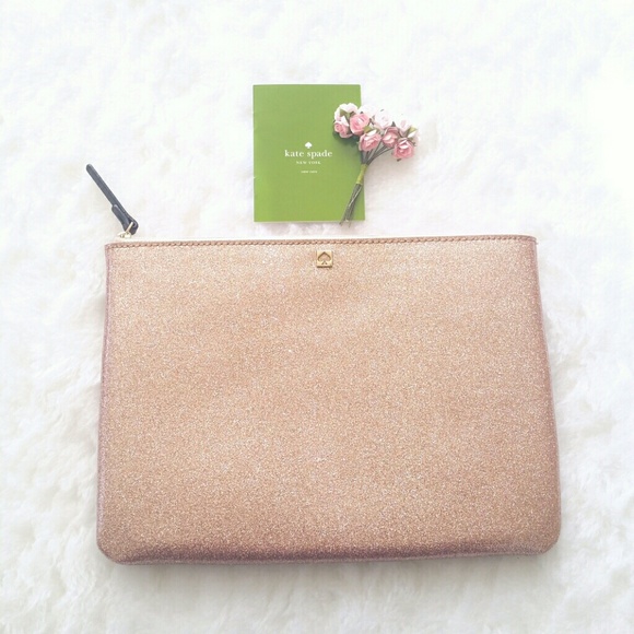 💎 NWT Kate Spade Glitter Clutch - Rose Gold 💎