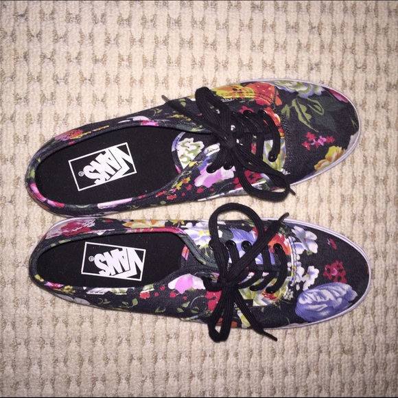 Black Floral Vans