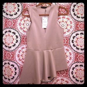 Chic Asymmetrical ZARA Top (Beige)