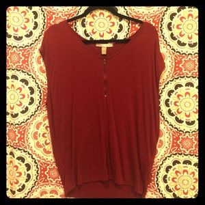 Zippered  Red/Orange Shirt by F21 Contemporary