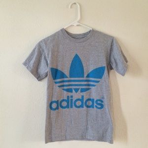 Grey and turquoise Adidas trefoil tee