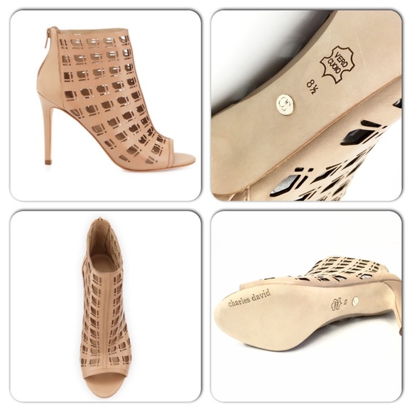Charles David Nude Iva Leather Cutout Booties- New - Picture 3 of 4