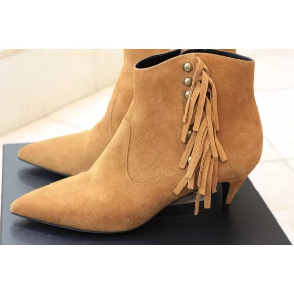 Saint Laurent Suede Cat Fringe Boot