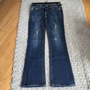 MissMe dark wash- distressed- cute buttons