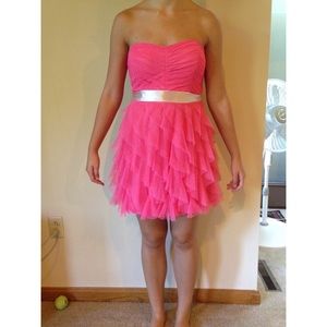 Pink/coral strapless dress with removable belt