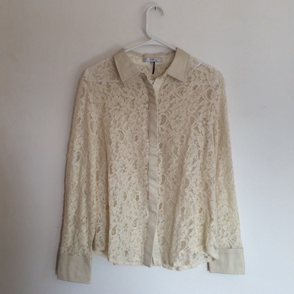 NWOT FATE Leather/Lace Blouse