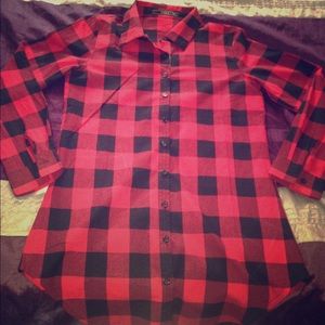 Red plaid boyfriend top