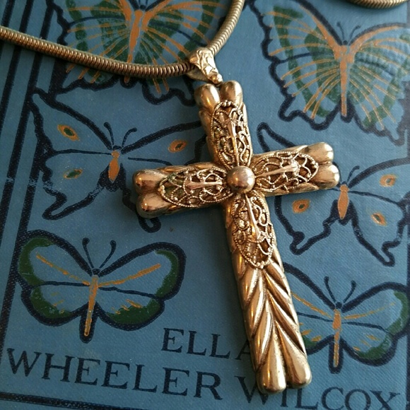 Vintage Jewelry - Vintage Cross by Whiting and Davis large religious