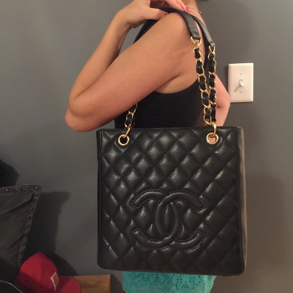 Chanel petite shopping tote black caviar gold - Picture 4 of 4