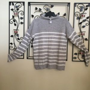 Mock Neck Striped Sweater.