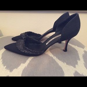 Manolo Blahnik black canvas and leather heels - 40