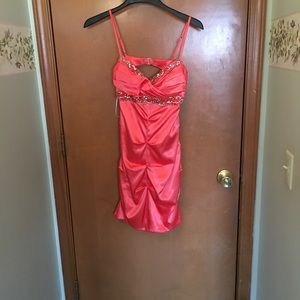 Formal coarl dress with embellishment