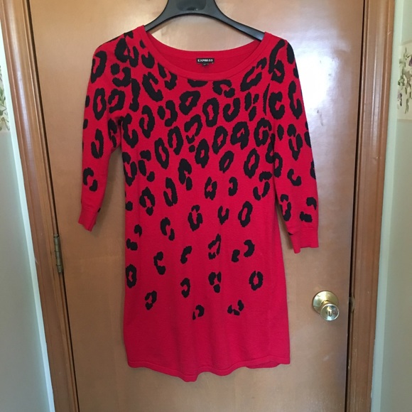 Red and black sweater dress from express