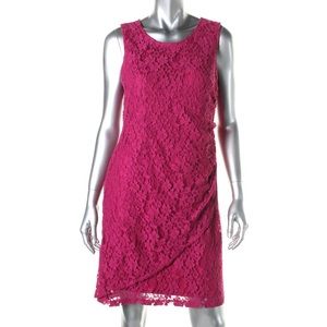SPENSE Pink Lace Ruched Wear to Work Dress Petites