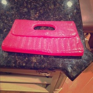 Faux leather red clutch