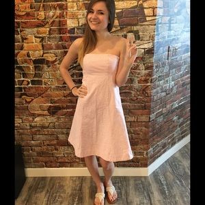 GAP pink pinstripe strapless dress