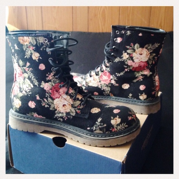 Floral Combat Boots