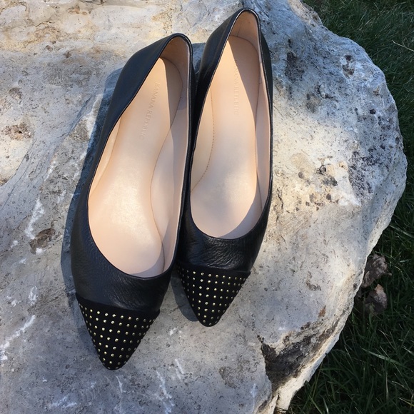 Banana Republic Black Leather Pointy Toe Flats - Picture 1 of 4