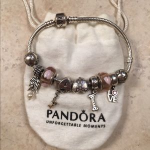 Pandora charm bracelet w/ 9 charms