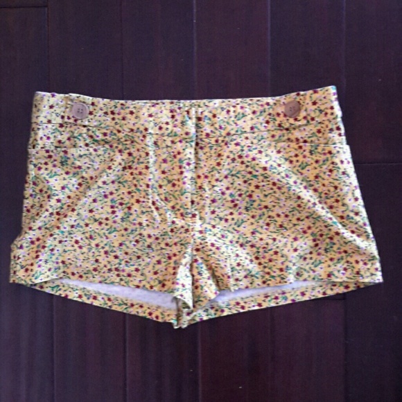 Yellow floral print shorts