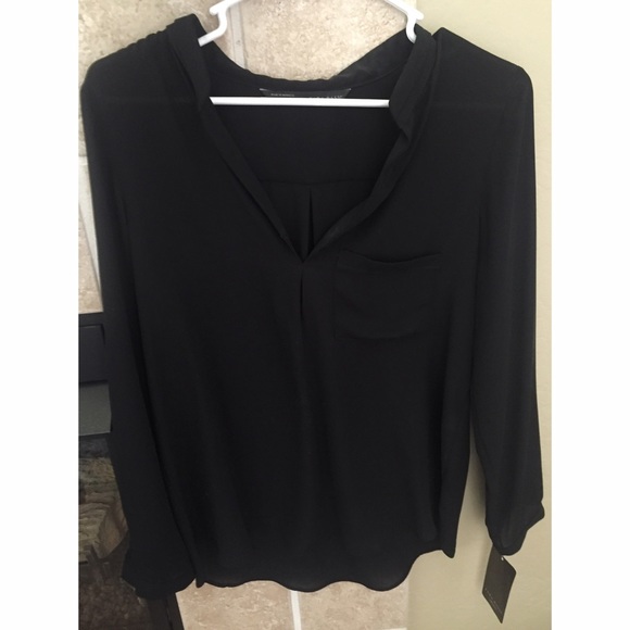 NWT Zara Basic Black Blouse Size Medium