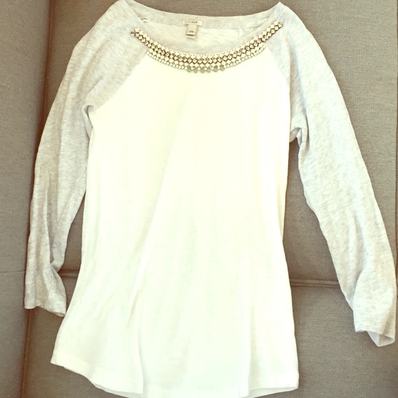 J Crew Jewel Neck Baseball T Shirt