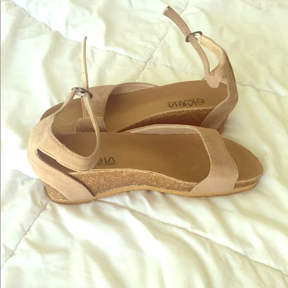 Tan faux suede sandals